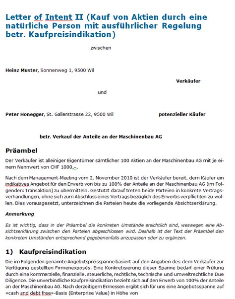 letter of intent deutsch.